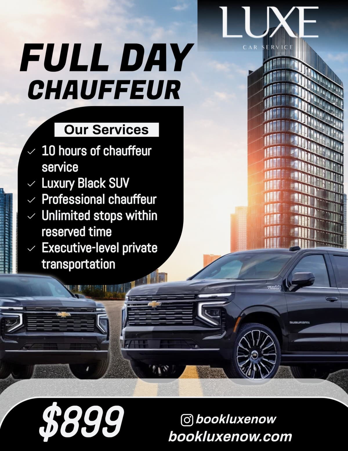 Luxe Car Service Launches $899 Flat-Rate 10-Hour Chauffeur Package for Corporate Travel