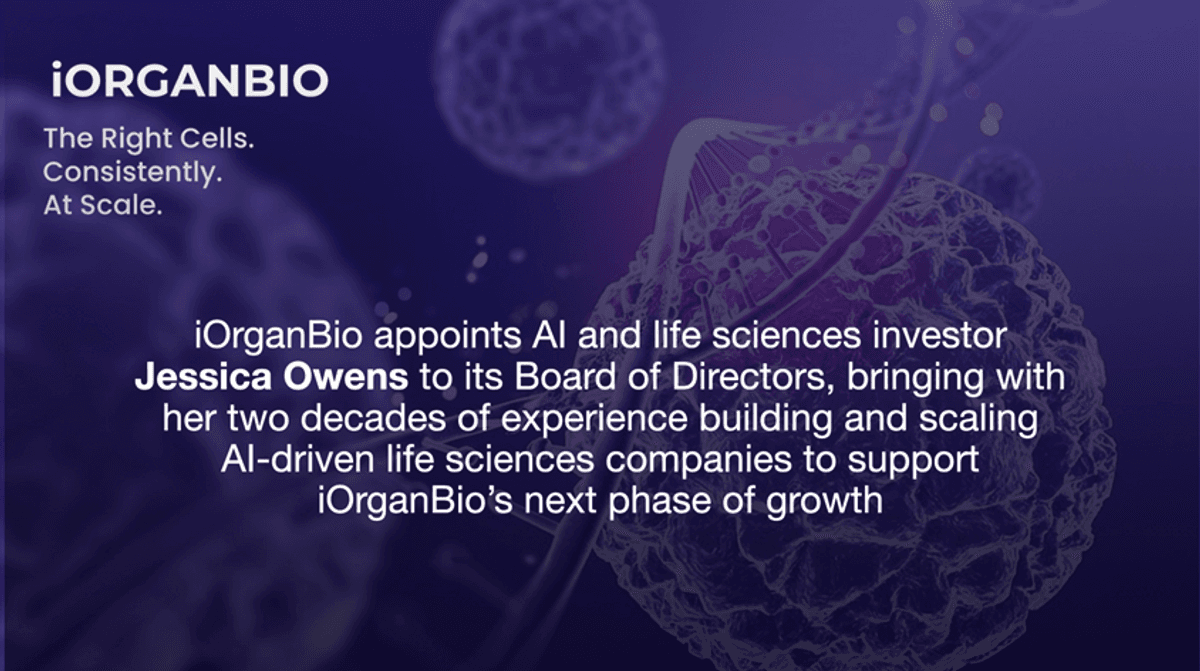 iOrganBio Appoints AI and Life Sciences Investor Jessica Owens to its Board of Directors